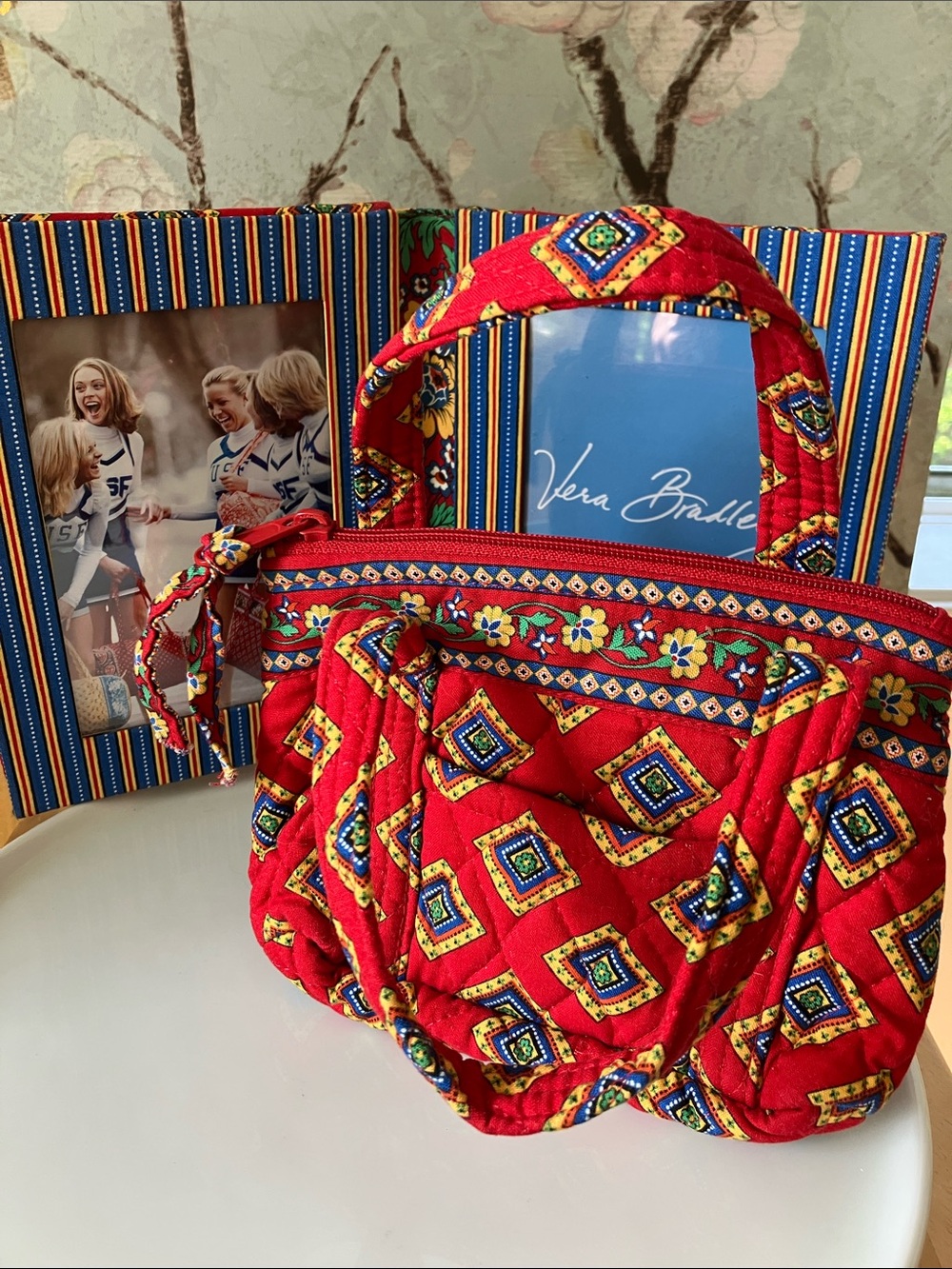 NWOT Vera Bradley Matching Set: Quilted Mini Tote and Double Picture Frame 4"x6"
